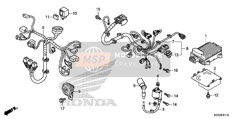 Honda SH125D 2016 Sub-harnas/Bobine voor een 2016 Honda SH125D